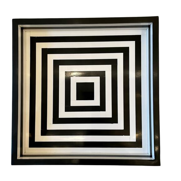 Handmade Concentric Collection Decorative Tray 15" Square Black & White NEW - Picture 1 of 8